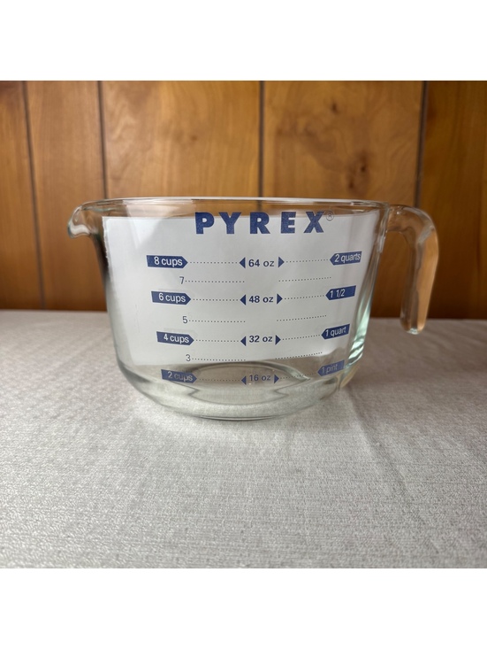 Pyrex Other - Vintage Pyrex 2 Quart 8 Cup Glass Measuring Cup Blue Lettering Made in USA